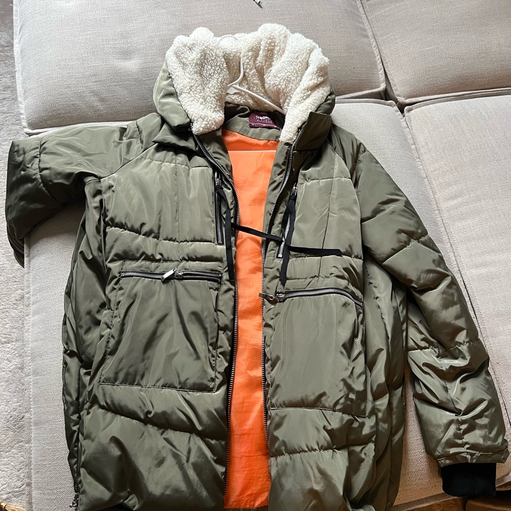 Olive Hooded Puffer Jacket